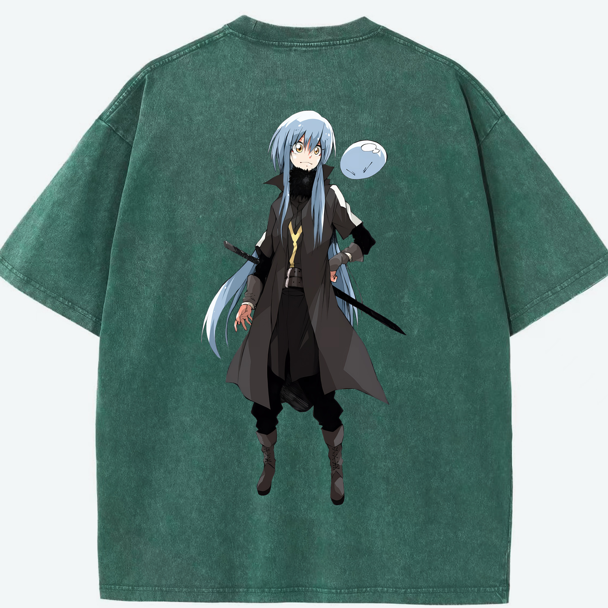 （画像用） 転スラ Regarding Reincarnated to Slime 綿100% ヴィンテージ風 半袖Tシャツ（背面プリント）